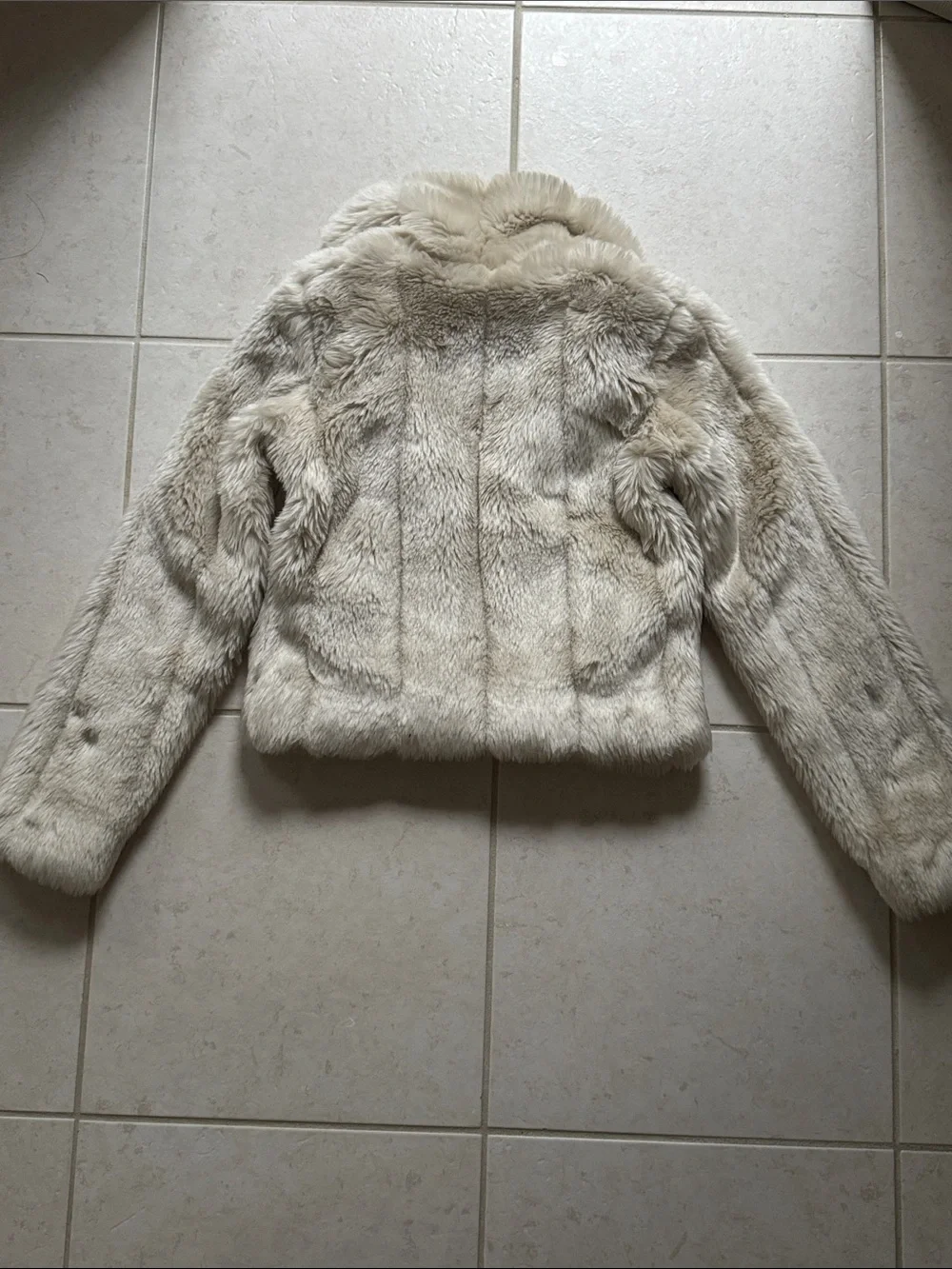 Black Rivet Girls Size 7 Ivory Faux Fur Cropped Jacket Coat